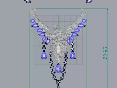 Fantasy Winged Pendant Necklace  High Detail 3D Jewelry Design 3D print model