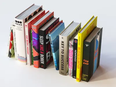 A group of fiction books 3D model
