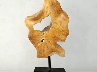 Teak Wood Table Top Decoration 3D model