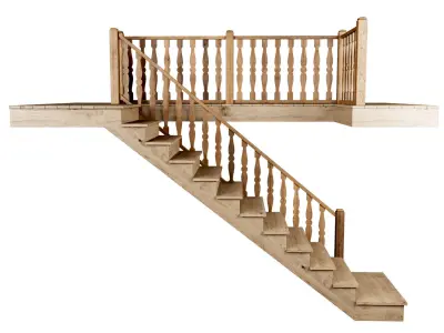 Wooden stair D012  3D model