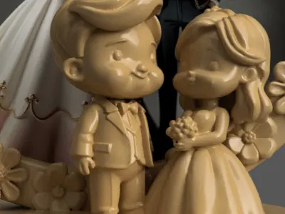 Wedding Couple 3D Photo Frame  Romantic STL for Printing 3D print model