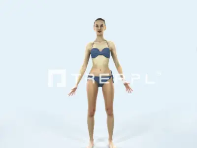 Beauty E Beach Animated Rigged Sports Woman Low-poly 3D model