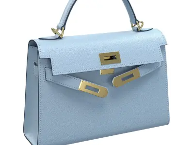 Hermes Kelly Bag Light Blue Leather Low-poly 3D model