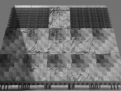 Animated Tower scaffolding and tarpaulin x10 3D model