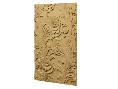 modern rose panel wall decor set relief stl mural CNC 298 3D model