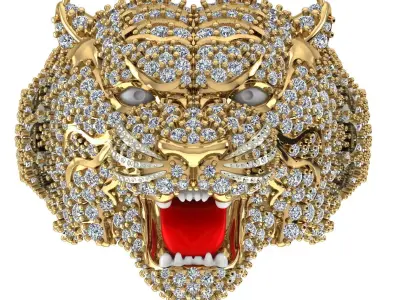 hip hop tiger ring 3D print model 3D print model