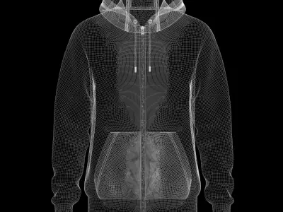 Mens Front Zip Hoodie  3D model