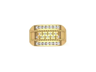 Textured Elegance Mens Wide Gold Band with Diamond Accents 3D print model