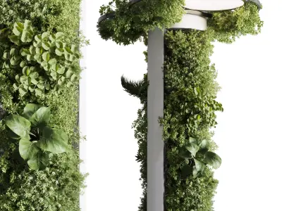 Column plant - pillar plant with ceiling light 06 Low-poly 3D model