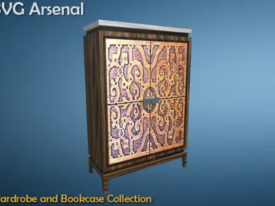 Wardrobe and Bookcase Collection - HQ Low-poly 3D model