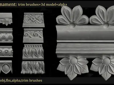 50 Ornament Trim Brushes and 3D Models and  Alpha 4K  VOL 02 3D model