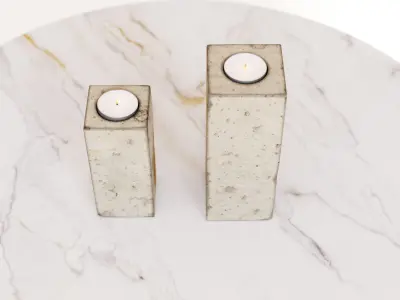 Wood and concrete candle holders 3D model