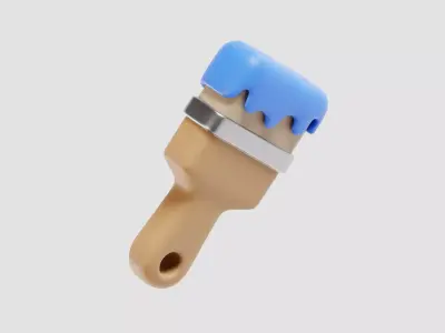 Cartoon Wall paint brush Low-poly 3D model