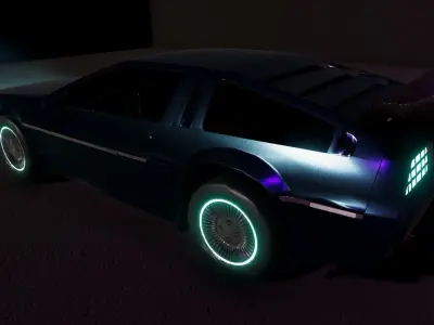 Cyberpunk Car DeLorean Low-poly 3D model