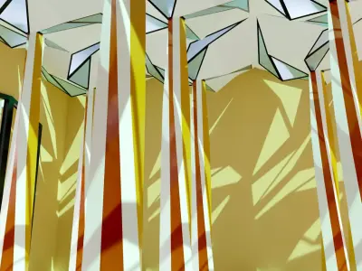 3D model of a hall with Inverted umbrella architecture 3D model