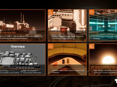 The Space Base in Red Planet Low-poly 3D model