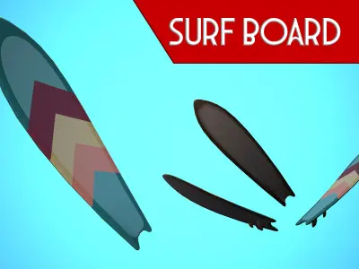 SURF BOARD 09 CARTOON STYLIZED Low-poly 3D model