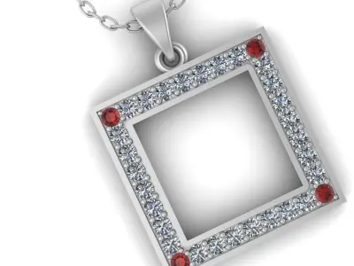 3d-model square jewel pendant  3D print model