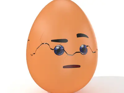 Egg Cracked Emoji N001 Low-poly 3D model