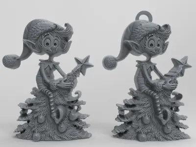 christmas elf in christmastree decor  3D print model