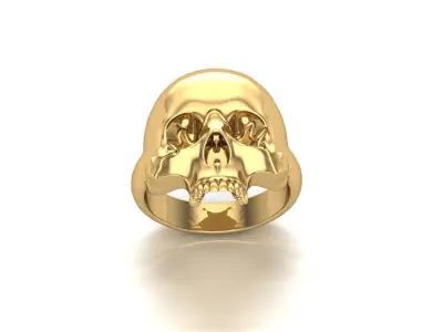 Gold Skull Ring with Detailed Features 3D print model