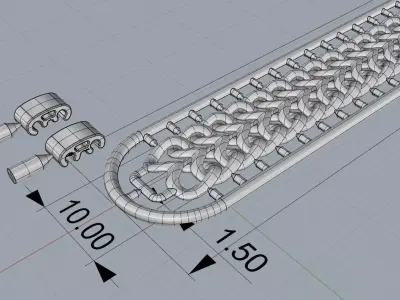 Double Heart Link Bracelet 200mm 10mm 1point5mm  3D print model