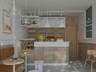 Cafe 3D model Low-poly 3D model