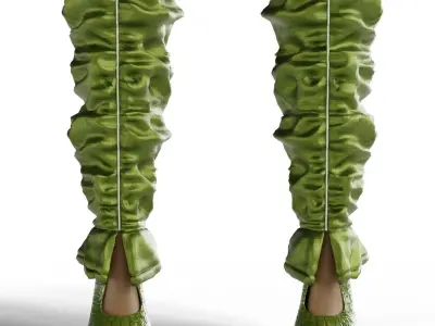 Knee High Open Boots Low-poly 3D model
