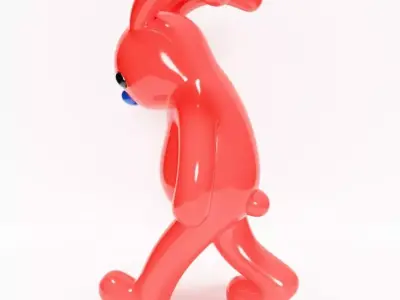  Red Bunny Sad Walker toy 3D print model
