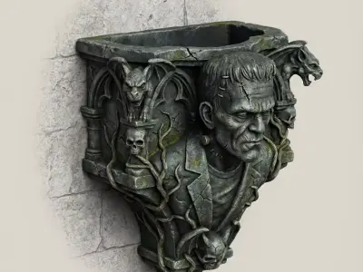 Frankenstein Gothic Wall Relief Low-poly 3D model