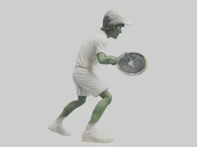 Tennis Player in Action statue model Low-poly 3D model
