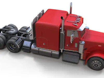 Peterbilt 379 custom cab truck Low-poly 3D model
