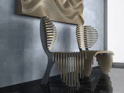 Parametric Wavy Wooden Furniture 20 - CNC files for cutting 3D model