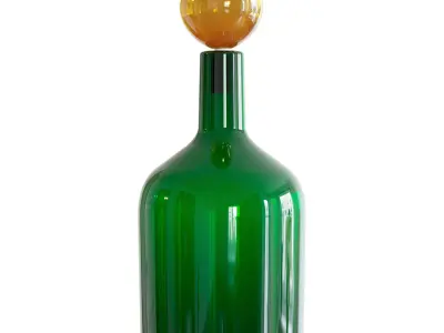 Set of colored glass bottles Bubbles 3D model