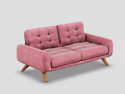 Blush Comfort Tufted Two-Seater Sofa 3D model