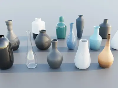 A set of beautiful vases in various shapes 3D model