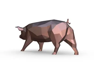 pig figure Low poly 3D print model