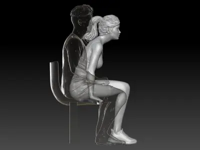 spectator at sports stadium girl 1 3D print model