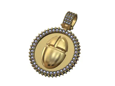 Iced scarab diamond pendant with bail 3D print model