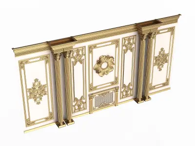 Boiserie Classic Wall with Mouldings 011 White Low-poly 3D model