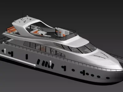  Luxury Yacht Watercraft 3D Model 3D model