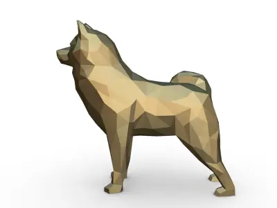akita inu low poly 3D print model