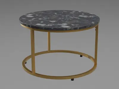Round Milan Coffee Table black marble Low-poly 3D model