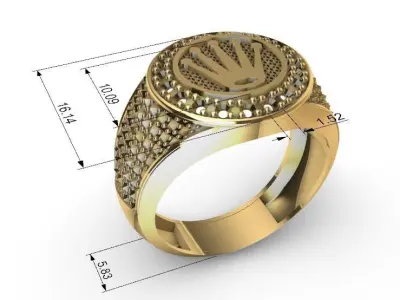 8 Men Ring Anillos Reloj de Hombre  corona  3D print model