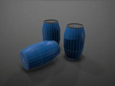 Plastic Barrel Model Game Ready  Low-poly 3D model