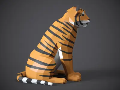 Tiger lowpoly stilyzed 3D model