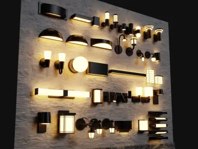 46 Fancy Modern Wall lamps Collection pack1 3D model