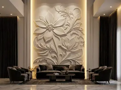 modern panel wall decor set relief stl mural CNC 281 3D model