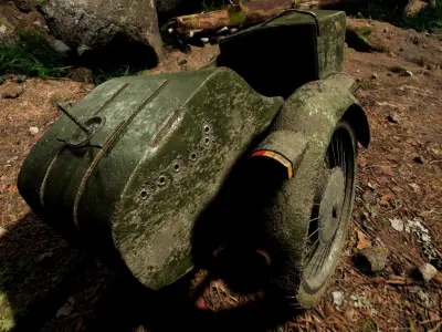 Post apocalypse motorcycle Low-poly 3D model