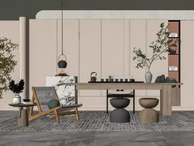 Mid-Century Interior Design Style Dining  3D model